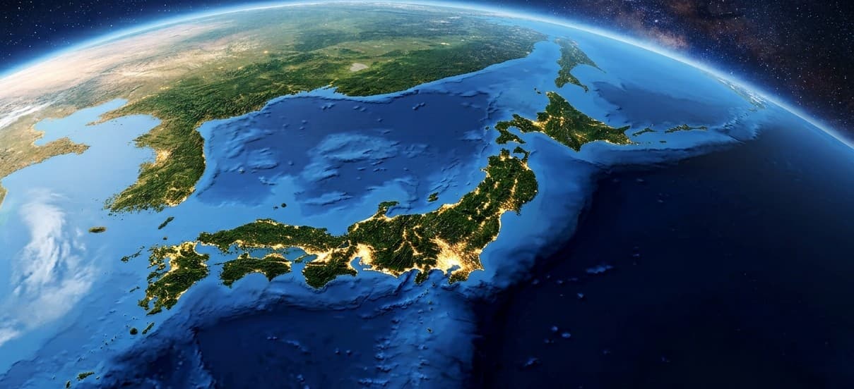 宇宙から見た日本列島の夜景